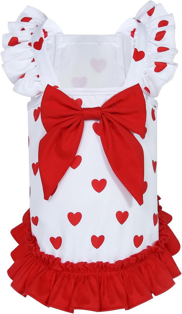 Dog Red Sweat Heart Birthday Party Outfit Clothes Fleece Medium Large Puppy Pet Clothing Size XS S M L XL
