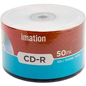Imation 50 Pack CD-R 52X 700MB/80Min Branded Logo Blank Media Recordable Data Disc