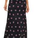 Zando Long Skirts for Women Trendy Dresses High Waisted Maxi Skirt Casual Workout Stretchy Flared Flower Skirt for Girls (Large, Black Pink Floral)