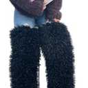 SWEETHEART BEAUTY Thigh High Shagy Teddy Fur Boots, 29 Inch Over the Knee Length Fluffy High Boots, Tall Furry Shoes For Women (12, Black)