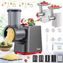 Cheese Grater Electric Multifunctional Vegetable Shredder Meat Grinder Automatic Rotary Cheese Grating Machine Salad Maker with Sausage Stuffer Kubbe Kit Tomato Strainer 5 Slicer Blades