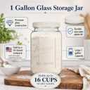 kitchentoolz Extra Large Mason Jar - 1 Gallon Glass Wide Mouth Jar with Airtight Plastic Screw on Lid, Food Storage Container with Measurement Marks Pack of 2