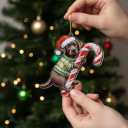 Cute Chocolate Lab Hugging Candy Cane 2D Flat Acrylic Ornament - Christmas Tree Decoration, Unique Animal Keepsake 2025