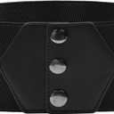GRACE KARIN Women's Snap-Button Corset Belt Wide Elastic Belts for Dress Stretchy Waistband (X-Large, Black)