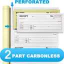 5 x 6-Pack Large Cash & Rent Receipt Books, Better Office Products, 2-Part Carbonless (White/Canary Yellow), 7-5/8" x 10-3/4", 200 Sets per Book, 1200 Total Sets