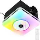 Orsong Bathroom Exhaust Fan with Bluetooth Speaker, 7 Dynamic RGB Lighting, 3000K-6000K Adjustable LED Lighting, Precise Algorithm Enables Seamless Dance Between Light And Music, 11in