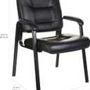 Amazon Basics Classic Faux Leather Office Desk Chair with Armrests, Metal Frame, Black, 27.4D x 23.6W x 35.8H in