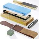 Sharpening Stone - Ideal Whetstone & Tumbler Knife Sharpener - Leather Strop Kit with Sharpening - Gifts for Men who Have Everything