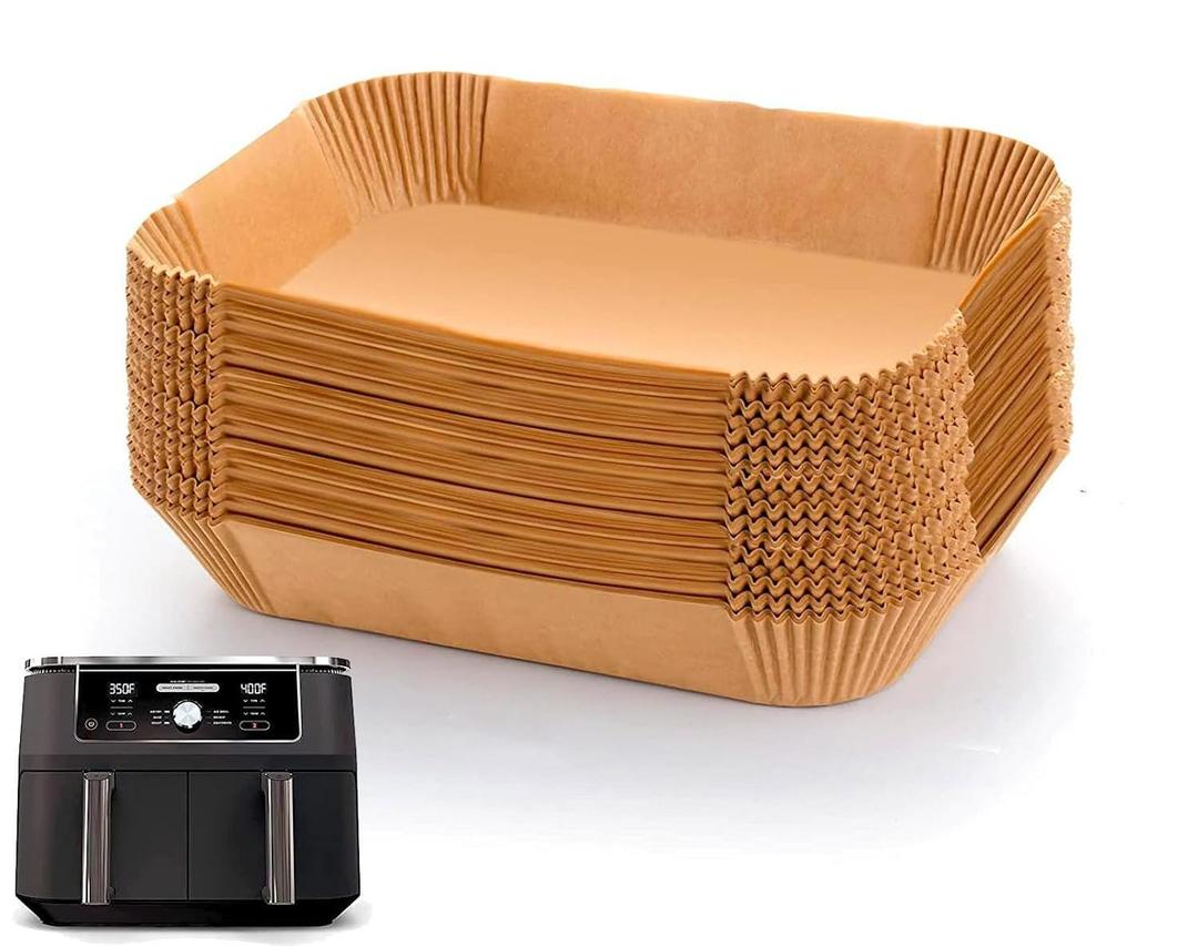 Rectangle Air Fryer Liners for 6 Quart Dual Basket, Ninja double Dual Liners Disposable, 200Pcs Rectangular Parchment Paper Liner for COSORI 9Qt Double Air Fryer with 2 Baskets (8x 5''Rectangle)