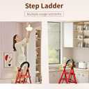 5 Step Folding Ladder, Portable and Compact, Anti-Slip Multi-Use Household Step Ladder for Home, Kitchen, Office, and Garage Easy Storage, Sturdy and Durable