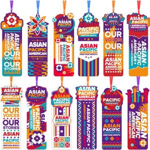 120 Pcs Asian Pacific American Heritage Month Bookmarks Bulk APA Heritage Month Gifts Decorations for Book Lovers School Educational Learning Activities Rewards Gifts