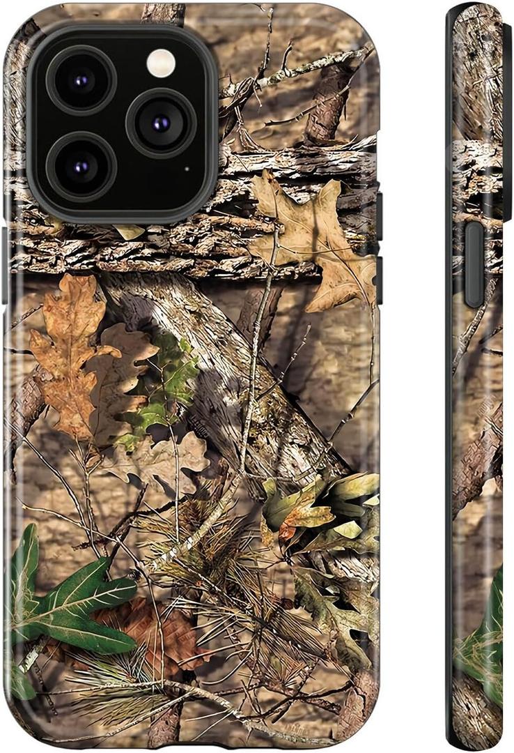 for iPhone 16 Case,Camo Leaf Design (Camo),Dual Layer Soft TPU Hard PC Bumper