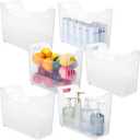 Qunclay 6 Plastic Freezer Organizer Bins with Wheel Set Clear Tall Narrow Kitchen Pantry Organizer Snack Storage Containers for Office Refrigerator(10 x 13.3 x 5.5 Inches)