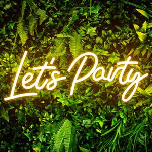 Kavaas Lets Party Neon Sign for Wall Decor - 16.5''x 6.9'' Let's Party Small Neon Signs for Birthday, Wedding, Bachelorette, Engagement Party Decorations (Warm White)