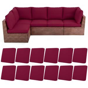 HEBE Stretch Patio Cushion Covers Set 12pcs,Waterproof Outdoor Couch Covers Replacement,Washable Reusable Seat Cushion Slipcovers for Patio Furniture Protector,Chair Cushion Cover