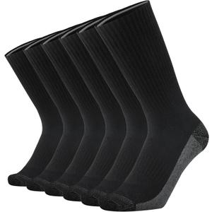 KMM Full Thick Cushion Crew Athletic Work Socks for Men Sports Boot Moisture Control Soft Warm Durable Comfort Anti Blister (10-13, Black Grey 6 Pairs)
