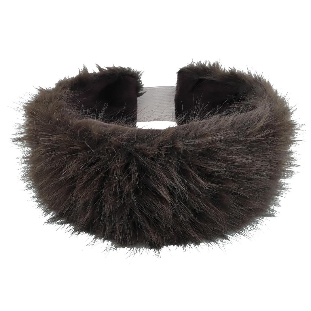 1PC Winter Headbands for Women Thick Brown Headband Wide Fall Furry Head Bands Soft Ear Warmer Hairbands Head Wrap Hair Accessories for Women Girls Cold Weather Gear