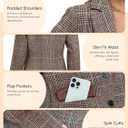 ELLEVEN Women's Lapel Collar Plaid 2 Button Boyfriend Blazer Suit Houndstooth Work Office Blazer Jacket, M