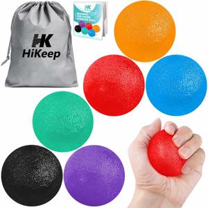 HiKeep Stress Balls for Adults (6 Pack), Stress Ball, Hand Strengthening Devices, Hand Exercisers for Strength, Exercise Squeeze Squishy Wrist Ball, Physical Therapy Exerciser, Grip Strength Trainer