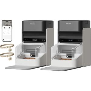 PETLIBRO Automatic Cat Feeders for 2 Cats, RFID Collar Tag for Exclusive Meals, Cats Recognition to Stop Food Stealing, Diet Tracking for Multi-Pet Homes and Different Diets, Pet Feeder Pack of 2 (White)