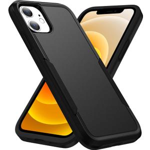 Compatible with iPhone 12 Case and 12 Pro Case, Heavy Duty Protection Shockproof Dropproof Dustproof Anti-Scratch Phone Case Cover for 12 and 12 Pro -Black