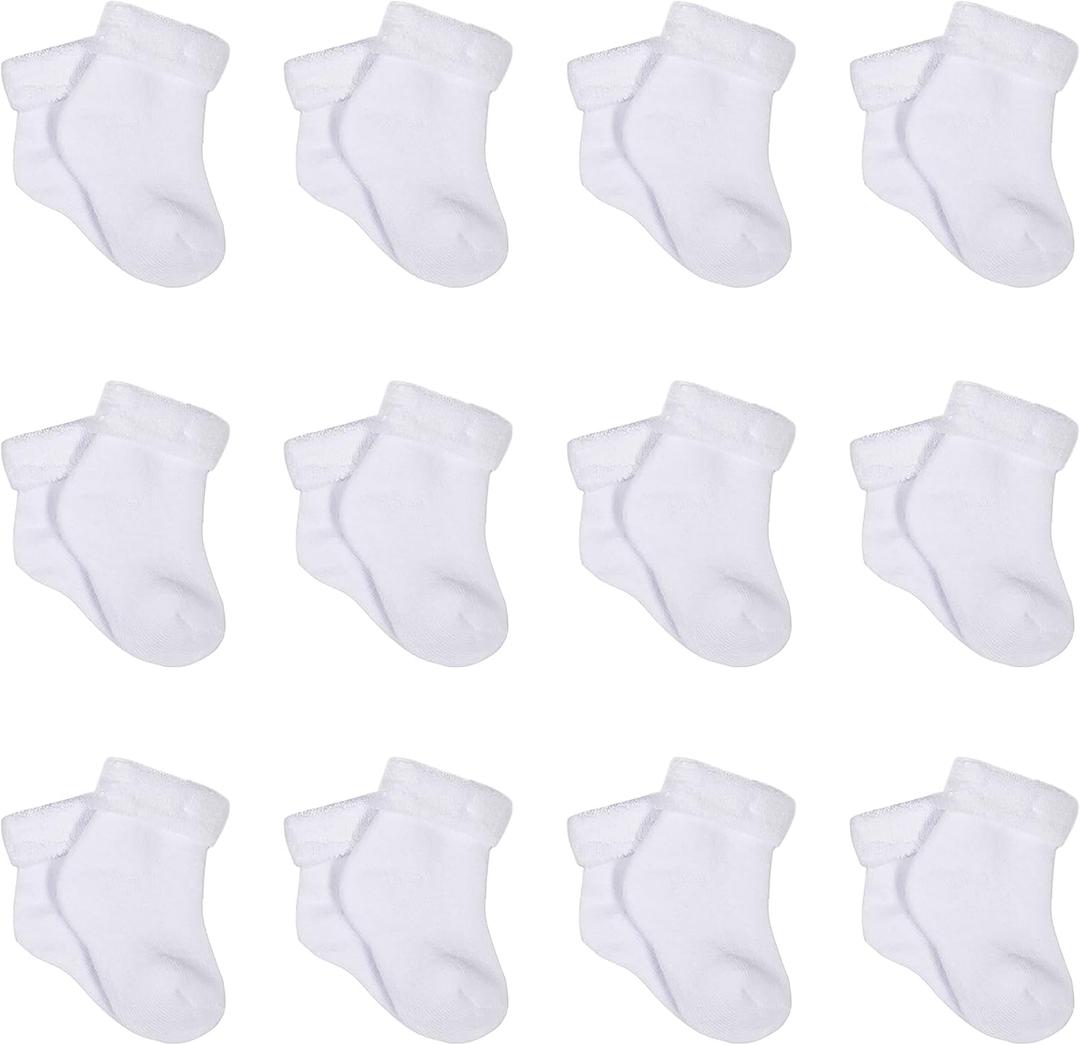 Gerber Baby 12-pair Sock Bundle (0-3 Months, White)