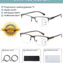 Multifocus Reading Glasses Men Bifocal No Line Progressive Multifocal Reader Blue Light Computer Frame Eyeglasses 2pk