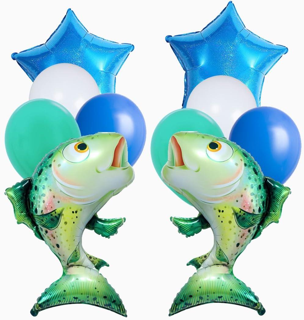 Rainbow Trout Balloon Salmon Balloon Fisherman Fishing Party Supplies Tournament Fishing Decorations for avid fisherman/Father's Day/birthday/retirement celebration/farewell party 10pcs