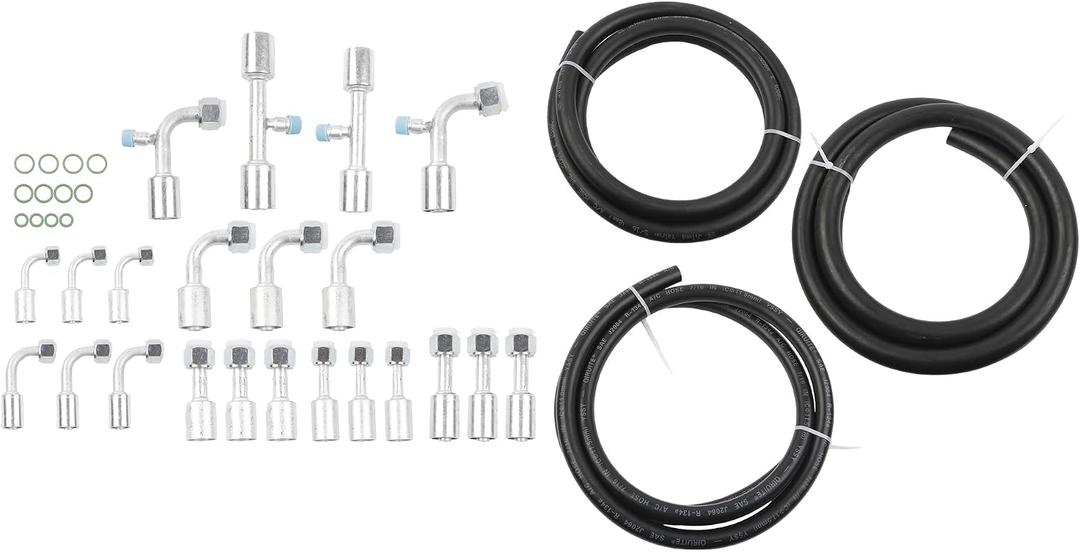 Dasbecan 25PCS Air Conditioning Hose and Fitting Kit 6.5ft #6#8#10 AC Hose Kit, #6#8#10 AC Fittings