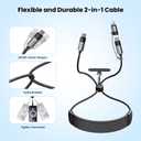 WSKEN 2 in 1 USB C to USB C/Lightning Cable - 100W PD Fast Charging with Creative Massager Design, 4.5FT Type C Cable for iPhone Samsung Google Switch MacBook iPad Tablet