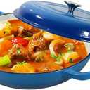 Cast Iron Casserole Braiser, 3.8 Quart Enameled Cast Iron Pan, Heavy Duty Skillet with Lid and Dual Handles, Porcelain Surface Casserole Dish, Dutch Oven Gifts for Family