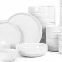 Gibson Home Rothernberg 40-Piece White Porcelain Dinnerware Set  Service for 8, Stackable Plates and Bowls, Durable Kitchen Dinner Set