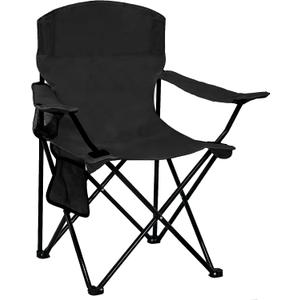 Folding Camping Chair with Cup Holder & Side Storage Bag 300lbs Capacity Lightweight High Back Portable for Beach, Picnic, Sport, Black (1 Pack)