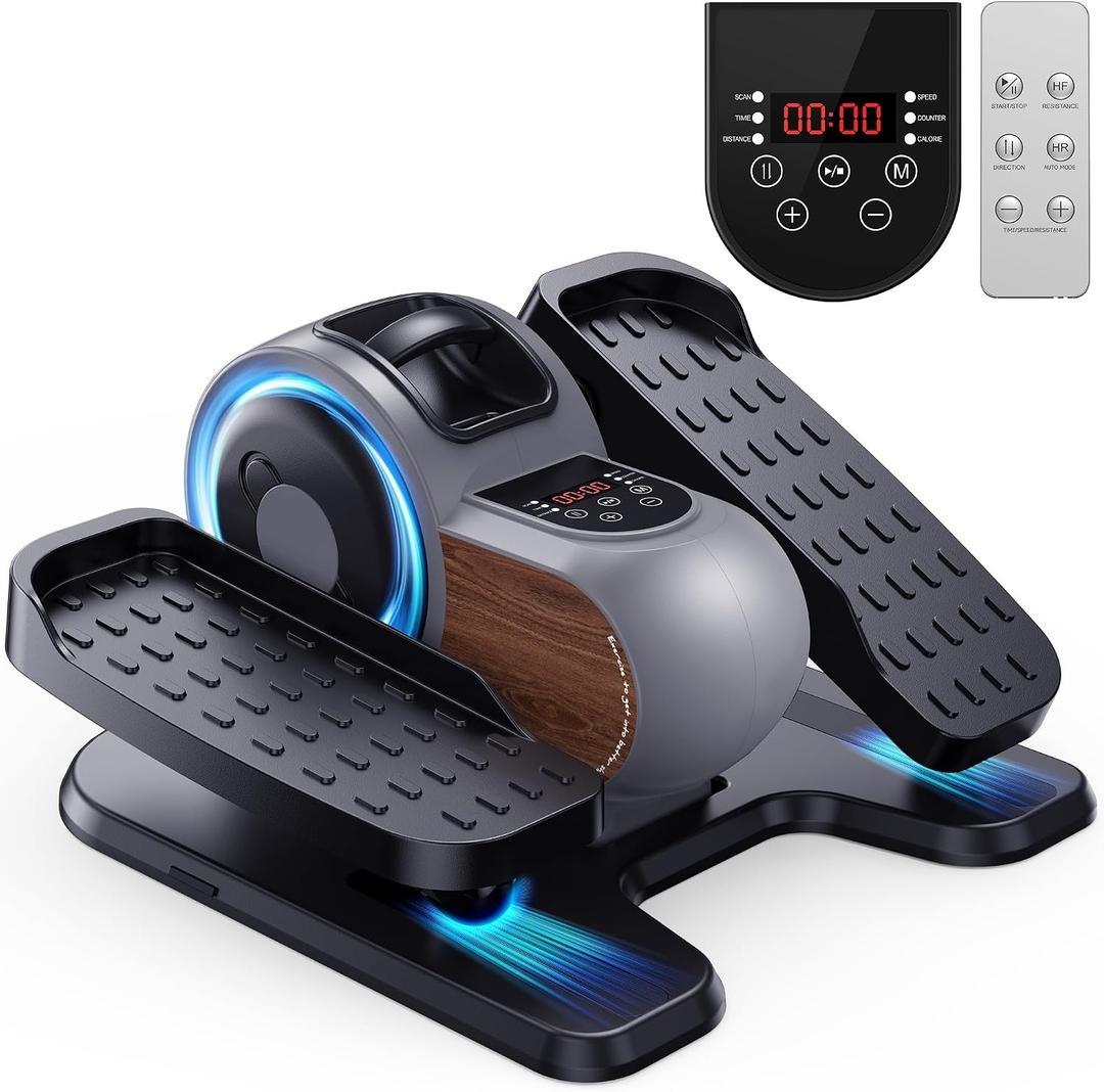 Under Desk Elliptical Exercise Machine, Electric Elliptical for Seniors with 10 Level Adjustable Resistance & Speeds, Quiet Portable Elliptical Machine with Remote for Home Office