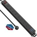 8 Outlet Heavy Duty Power Strip with USB PD 20W, BTU Surge Protector 6FT Cord Long Power Strip with USB A & USB C, Wide Spaced and Wall Mount Metal Powerstrip for Home Office Garage Workshop