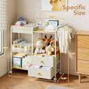 BBLIKE Diaper Caddy Organizer with Hanging Rack - 3 Tier Rolling Baby Storage Cart with Drawers and Side Pockets for Newborn Diaper Organization for Nursery, Crib, Bedroom, Changing Table, Beige