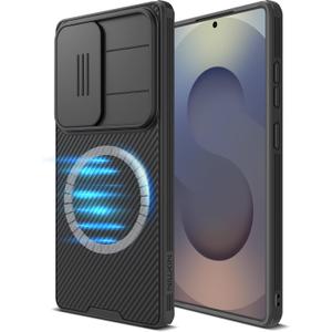 Nillkin for Samsung Galaxy S25 Ultra Magnetic Case with Camera Cover, [Magnet Accessories] Mil-Grade Shockproof Protective Hard Cover Slim Phone Case for Galaxy S25 Ultra Cases 6.9'' Black