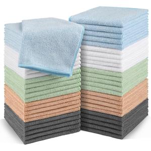 Orighty Washcloths Bulk Towels Set 50 Pack, Highly Absorbent and Soft Feel Microfiber Face Cloths, Multi-Purpose Wash Cloths & Hand Towels for Bathroom, Hotel, Spa, and Gym, 12x12 Inch, Multi-Color