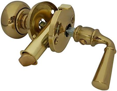 QCAA Solid Brass Storm Door Latch, Polished Brass, Made in Taiwan, 1 Pack