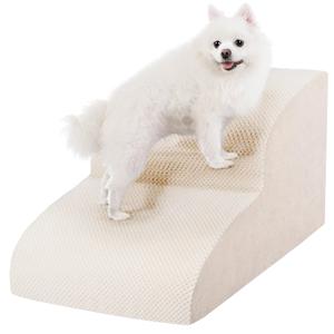 Dog Stairs for Small Dogs, High Density Foam Dog Ramp, Extra Wide Non-Slip Pet Steps for High Beds Or Couch, Soft Foam Doggie Ladder for Dogs Injured, Older Pets, Small Cats, 11.8"D x 16.1"W x 11.8"H