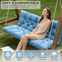 Porch Swing Cushions,Outdoor Cushions 3 Seater Replacement with Backrest, Waterproof Thickened Bench Cushion with Ties for Porch, Patio,Outdoor, Backyard and Garden (Sky Blue 47 * 40 in), 47x 40 inches