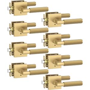 Asidrama 8 Pack Champagne Bronze Privacy Door Handles, Door Lever with Door Knobs Indoor for Bedroom or Bathroom, Heavy Duty Door Handles Interior with Locks for Left Right Sided Doors