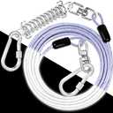 Dog Tie Out Cable: Reflective 15 ft Heavy Duty Dogs Chain for Outside with Shock Absorbing Spring - Dog Runner Leash for Yard Camping Outdoor Sturdy Lead for Small to Large Dog Up to 500LBS