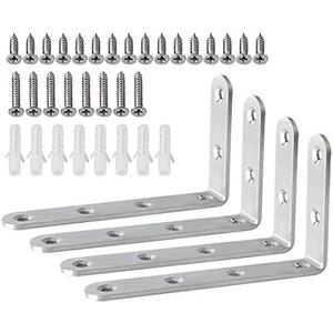 Alise Floating Shelf Brackets, L Brackets for Shelves Heavy Duty Shelving Bracket Stainless Steel Corner Brace Angle Brackets for Wood,5x3 Inch Wall Bracket, Pack of 4, Brushed