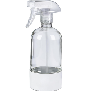 360 Glass Spray Bottles with Silicone Sleeve, 16 oz Empty Refillable Containers with Adjustable Spray Nozzles, Spray Bottles for Hair, Cleaning Solutions and Plants White