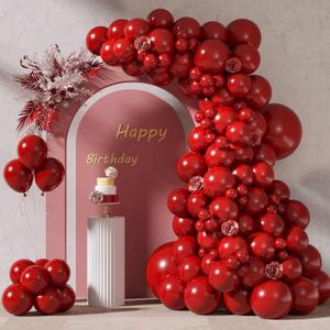 Generic Leesoot 134pcs Red Balloons Different Sizes 18 12 10 5 Inch for Garland Arch, Premium Red Latex Balloons for Birthday Party Wedding Valentine's Day Baby Shower Party Decoration