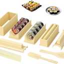 Sushi Making Kit, Sushi Maker 10 Pcs Plastic Sushi Tool Set Sushi Rice Roll Mold Shapes, DIY Sushi Roller Tool for Home (Beige)