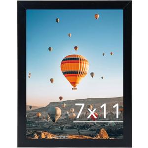 JCJMY 7x11 Picture Frame Black for Wall Hanging or Tabletop- Wall Mounting Horizontally or Vertically, 7 x 11 Wall Gallery Poster Photo Frame for 7 by 11 Photo, Black