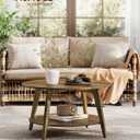 VASAGLE Round Coffee Table, 2-Tier Center Table with Storage, Tapered Legs, 31.5"Dia. x 17.7"H
