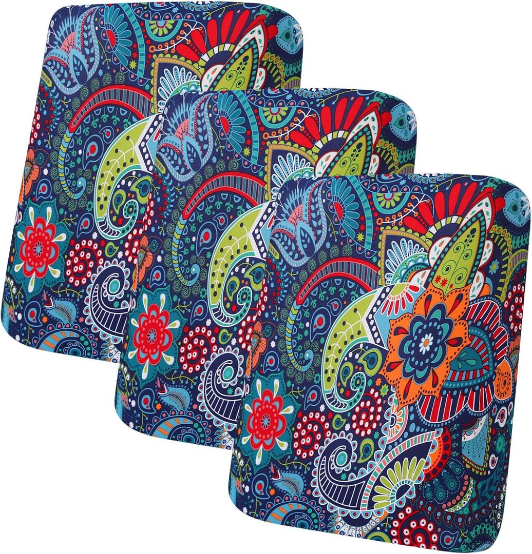 Hyha Printed Couch Cushion Covers, Floral Sofa Covers Washable for 3 Cushion Couch, Stretch Pattern Outdoor Cushion Covers for Patio Furniture with Elastic Bottom(3 Packs, Paisley)